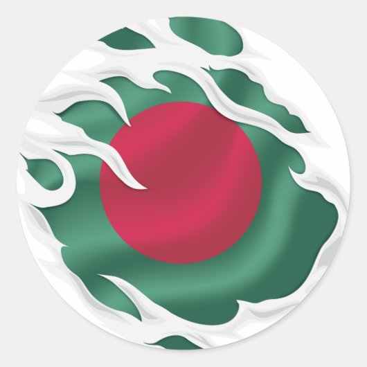 Sticker Rond Drapeau déchiré du Bangladesh (Devant)