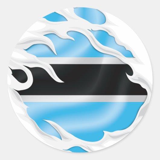 Sticker Rond Drapeau déchiré du Botswana (Devant)