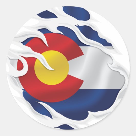 Sticker Rond Drapeau déchiré du Colorado (Devant)