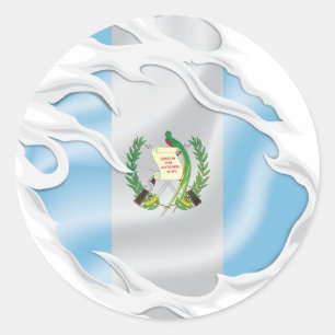Sticker Rond Drapeau déchiré du Guatemala