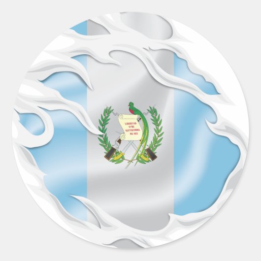 Sticker Rond Drapeau déchiré du Guatemala (Devant)