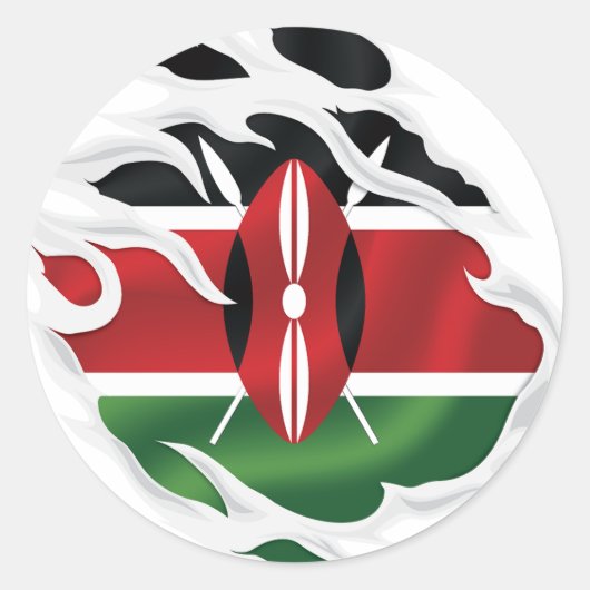 Sticker Rond Drapeau déchiré du Kenya (Devant)