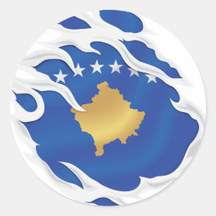 Sticker Rond Drapeau déchiré du Kosovo