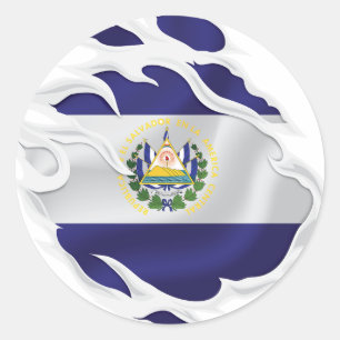 Sticker Rond Drapeau déchiré du Salvador