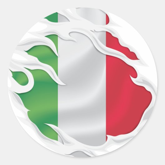 Sticker Rond Drapeau déchiré en Italie (Devant)