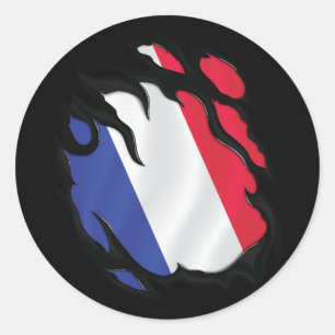 Sticker Rond Drapeau déchiré France
