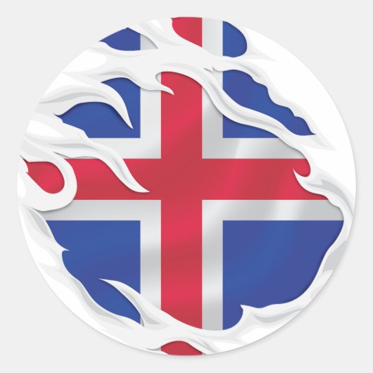 Sticker Rond Drapeau déchiré Islande (Devant)