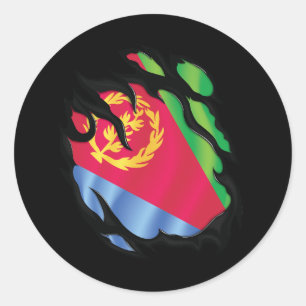Sticker Rond Drapeau déchiré par l'Érythrée