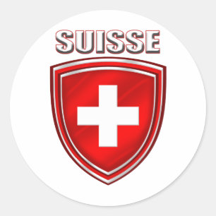 Sticker Rond Drapeau d'emblème de bouclier de logo de Suisse de