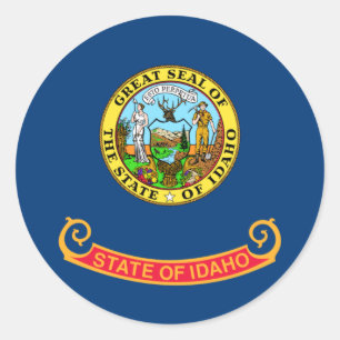 Sticker Rond Drapeau des bagages Idaho