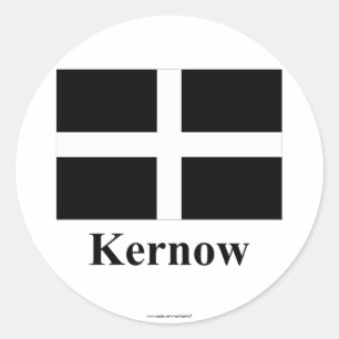 Sticker Rond Drapeau des Cornouailles avec le nom dans