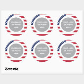 Sticker Rond Drapeau des États-Unis Bordure avec logo (Feuille)