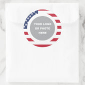 Sticker Rond Drapeau des États-Unis Bordure avec logo (Sac)