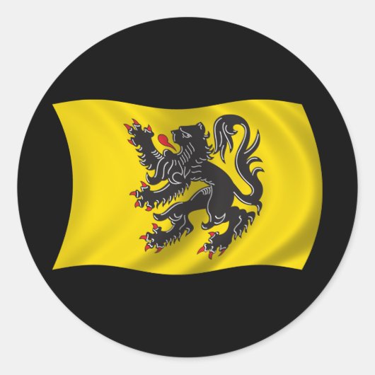 Sticker Rond Drapeau des Flandres ondulées (Devant)