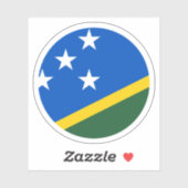 Sticker rond Drapeau des Îles Salomon (Feuille)