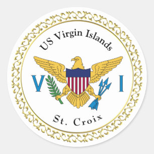 Sticker Rond Drapeau des îles Vierges américaines USVI St. Cr