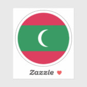 Sticker rond Drapeau des Maldives (Feuille)
