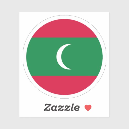 Sticker rond Drapeau des Maldives (Feuille)