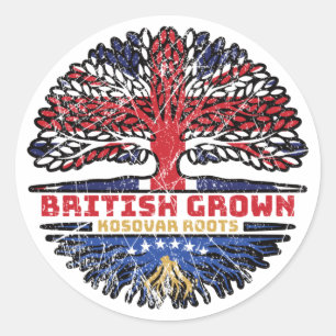 Sticker Rond Drapeau des racines d'arbre du Kosovo