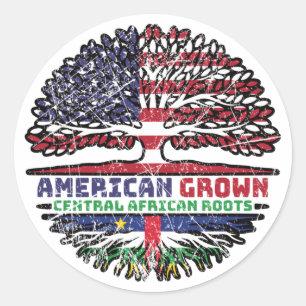 Sticker Rond Drapeau des racines d'arbre en Afrique Centrale-Am