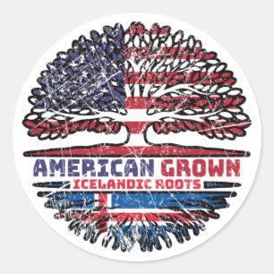 Sticker Rond Drapeau des racines d'arbres des États-Unis