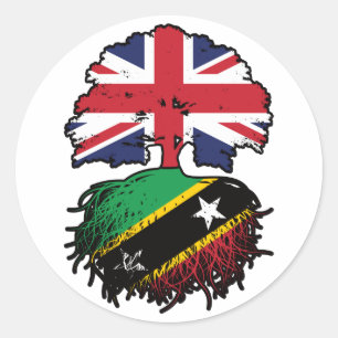 Sticker Rond Drapeau des racines de l'arbre britannique Saint K