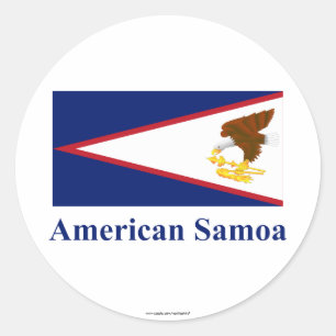 Sticker Rond Drapeau des Samoa américaines avec nom