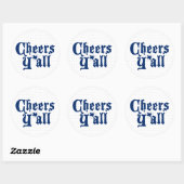 Sticker Rond Drapeau d'Etat bleu Cheers Y'all (Feuille)
