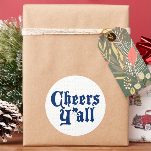 Sticker Rond Drapeau d'Etat bleu Cheers Y'all (vacances)