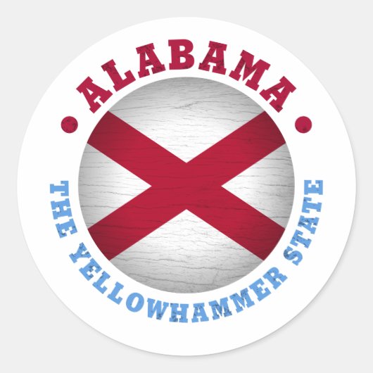 STICKER ROND DRAPEAU D'ÉTAT D'ALABAMA (Devant)
