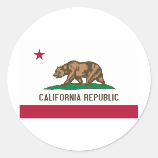 Sticker Rond Drapeau d'État de Californie (Devant)
