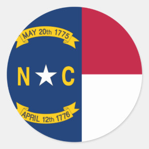 Sticker Rond Drapeau d'état de la Caroline du Nord
