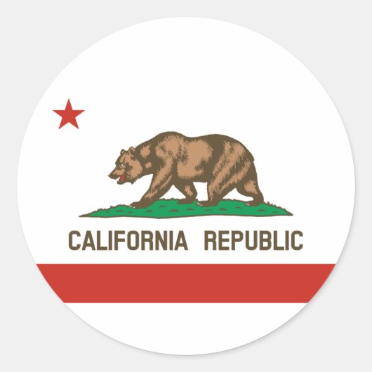 Sticker Rond Drapeau d'État de la République de Californie (Devant)