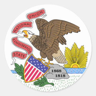 Sticker Rond Drapeau d'état de l'Illinois