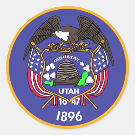Sticker Rond Drapeau d'état de l'Utah (Devant)