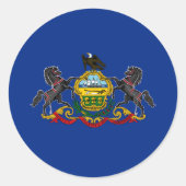 Sticker Rond Drapeau d'État de Pennsylvanie États-Unis (Devant)