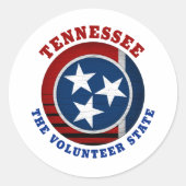 STICKER ROND DRAPEAU D'ÉTAT DE VOLONTAIRE TENNESSEE (Devant)