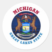 STICKER ROND DRAPEAU D'ÉTAT DES GRANDS LACS DE MICHIGAN (Devant)