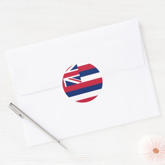 Sticker Rond Drapeau d'État d'Hawaii (Enveloppe)