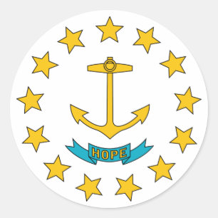 Sticker Rond Drapeau d'état d'Île de Rhode