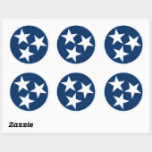 Sticker Rond Drapeau d'état du Tennessee Bleu Blancs étoiles (Feuille)