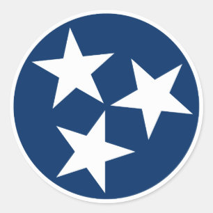 Sticker Rond Drapeau d'état du Tennessee Bleu Blancs étoiles