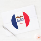 Sticker Rond Drapeau d'État Iowa (Enveloppe)