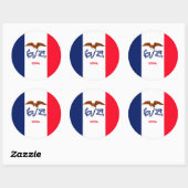 Sticker Rond Drapeau d'État Iowa (Feuille)