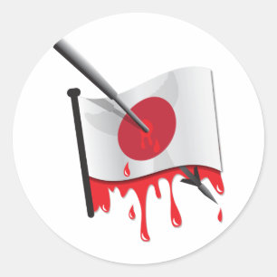 Sticker Rond drapeau d'harpon de déclaration d'anti-pêche à 