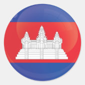 Sticker Rond Drapeau d'icône cambodgien (Devant)
