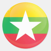 Sticker Rond Drapeau d'icône ronde birmane (Devant)