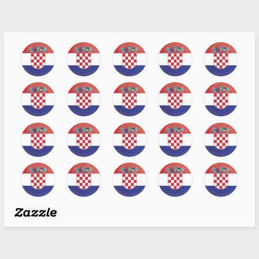 Sticker Rond Drapeau d'icône ronde Croatie (Feuille)