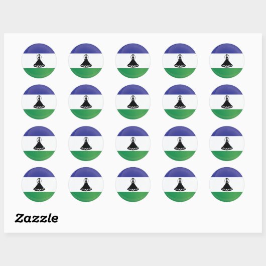 Sticker Rond Drapeau d'icône ronde du Lesotho (Feuille)
