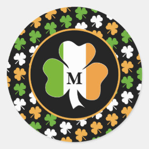 Sticker Rond Drapeau d'Irlande à partir de trèfles
